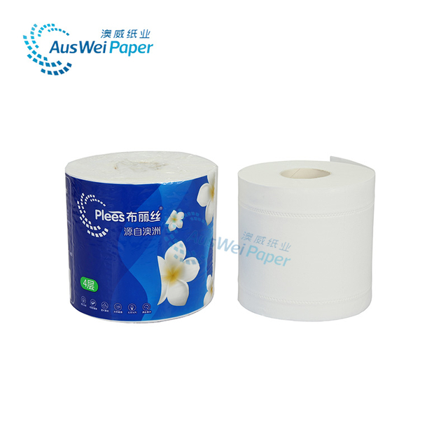  Plees brand paper roll China Tissue Manufacturer 4 Ply Toilet Paper Roll Bathroom Paper tissue