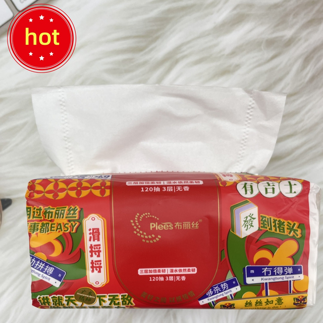 PLEES brand soft Facial Tissue 3 Ply restaurant table tissue Global purchase of sanitary napkins